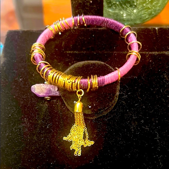 Lavender & gold Hoop Earrings & matching bracelets as a bundle or $15ea😻 - Picture 2 of 6